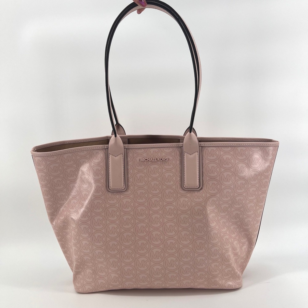 Michael Kors Women Large Tote Baby Pink Bag Coated Canvas Monogram